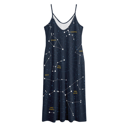 Constellation Sky Map Print Jersey Midi Cami Dress