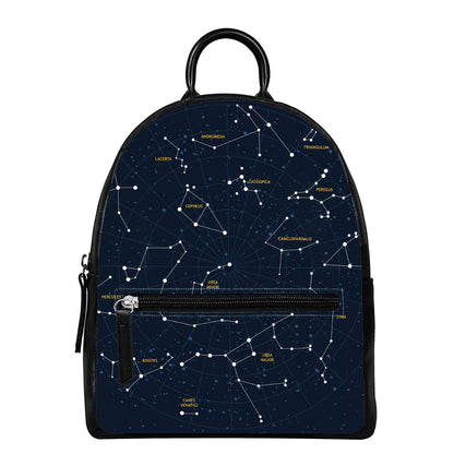 Constellation Sky Map Print Leather Backpack