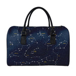 Constellation Sky Map Print Leather Duffle Bag