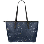 Constellation Sky Map Print Leather Tote Bag