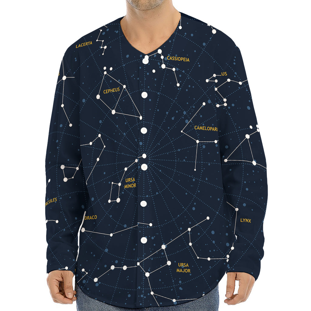 Constellation Sky Map Print Long Sleeve Baseball Jersey