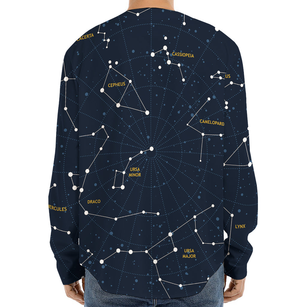 Constellation Sky Map Print Long Sleeve Baseball Jersey