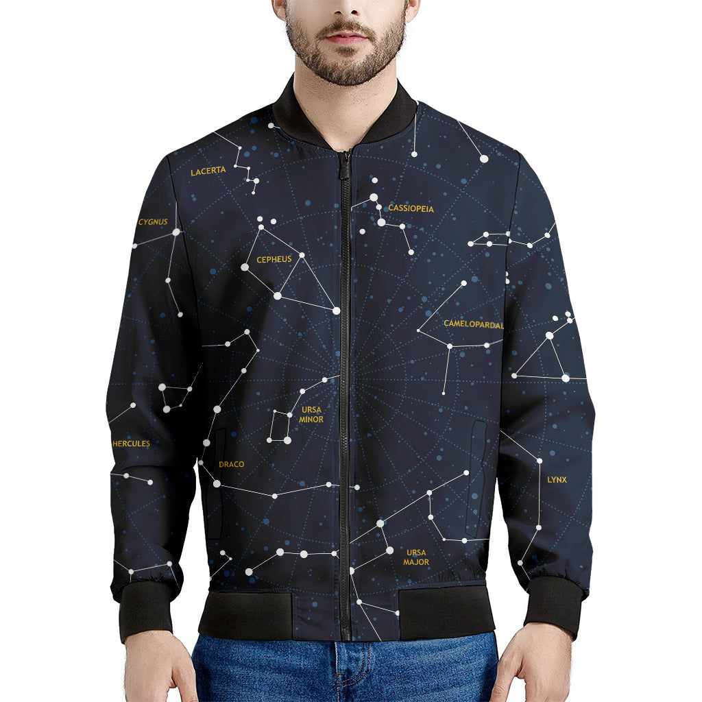 Constellation Sky Map Print Men's Bomber Jacket