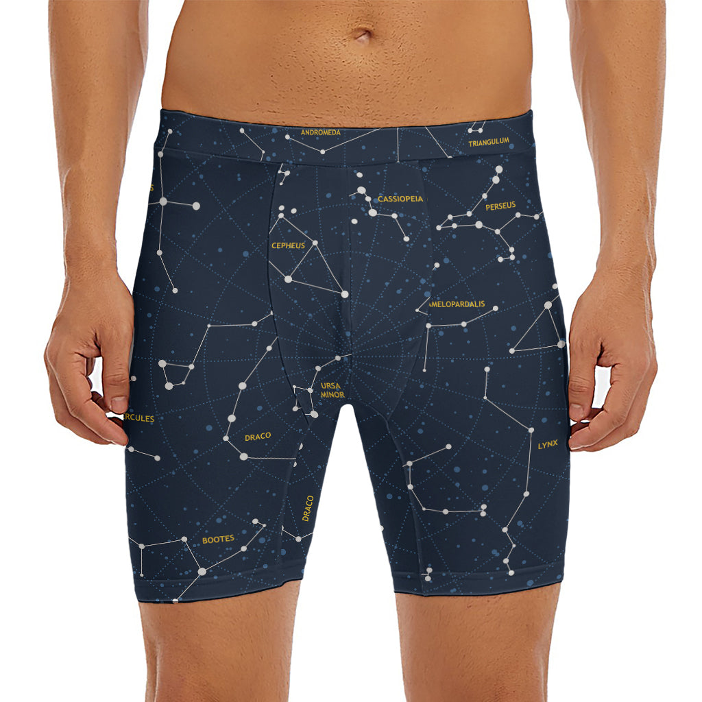 Constellation Sky Map Print Men's Long Boxer Briefs