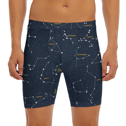 Constellation Sky Map Print Men's Long Boxer Briefs