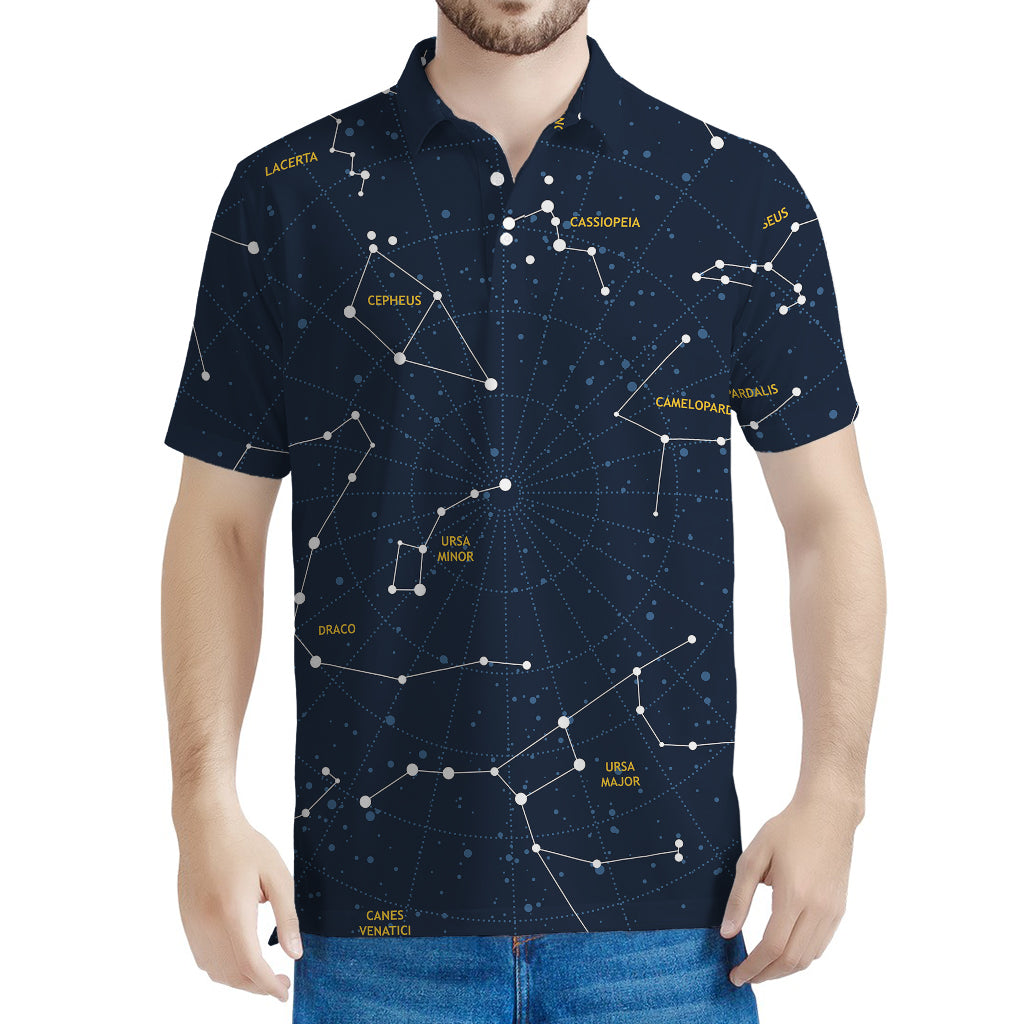 Constellation Sky Map Print Men's Polo Shirt