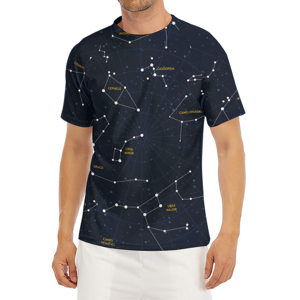 Constellation Sky Map Print Men's Short Sleeve Rash Guard