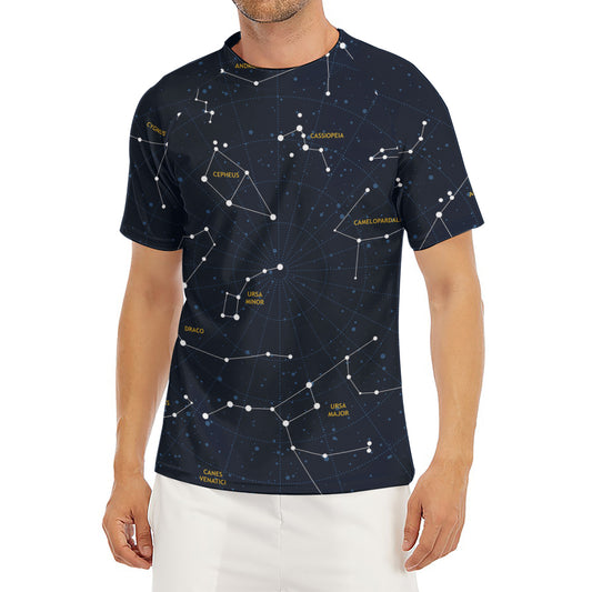 Constellation Sky Map Print Men's Short Sleeve Rash Guard