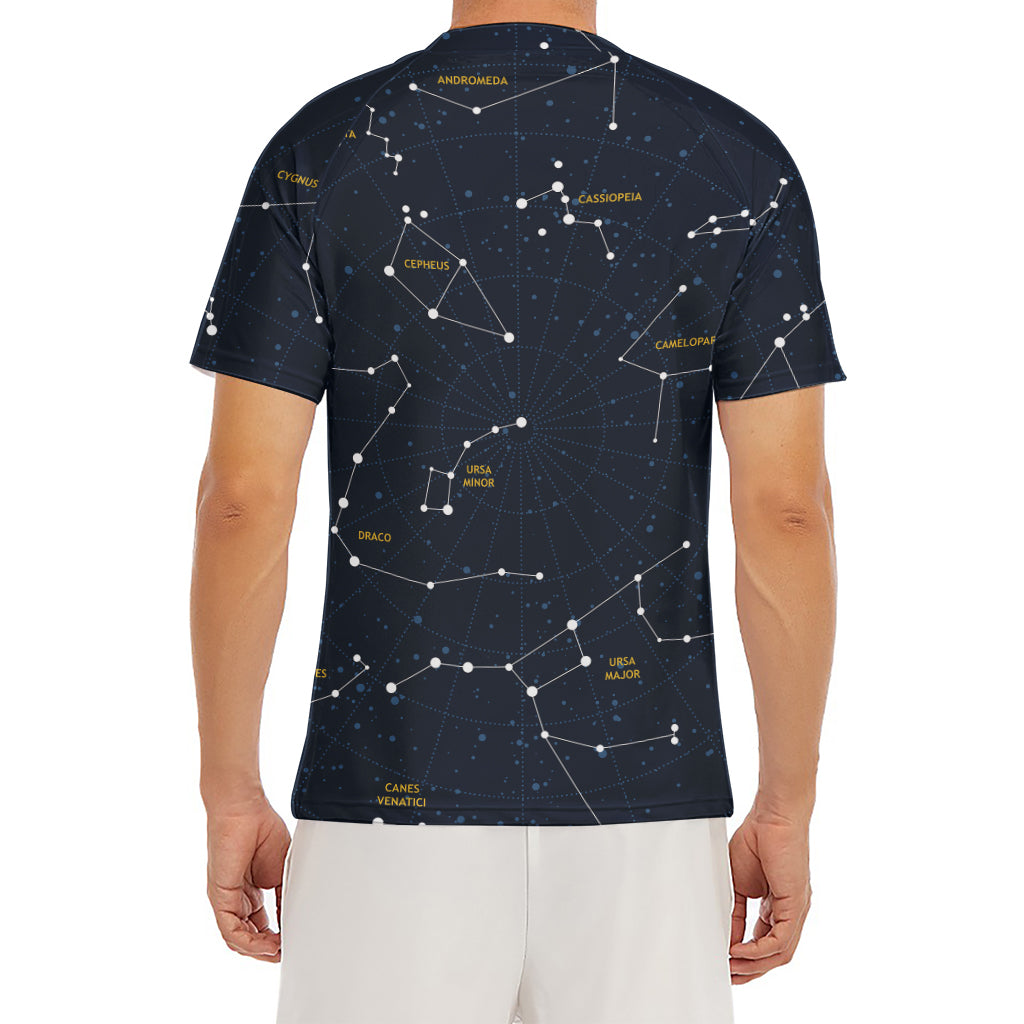 Constellation Sky Map Print Men's Short Sleeve Rash Guard