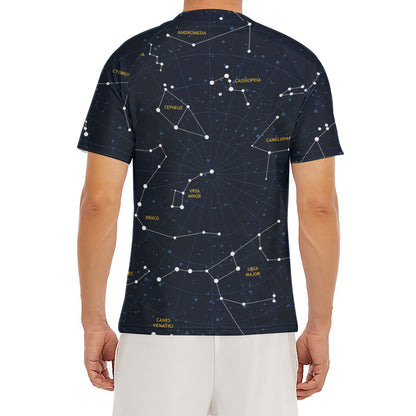 Constellation Sky Map Print Men's Short Sleeve Rash Guard