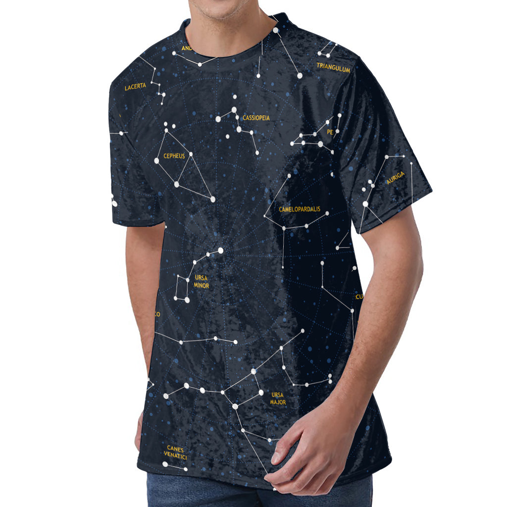 Constellation Sky Map Print Men's Velvet T-Shirt