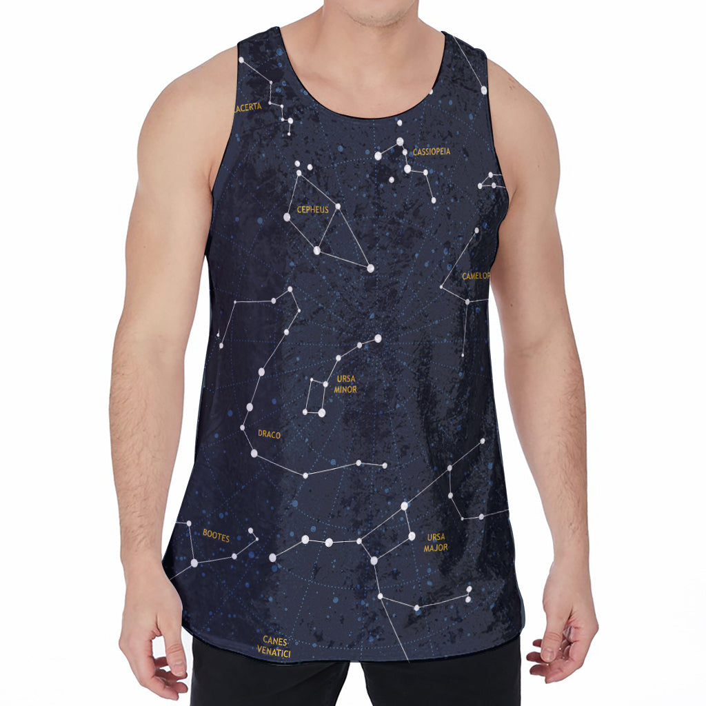 Constellation Sky Map Print Men's Velvet Tank Top