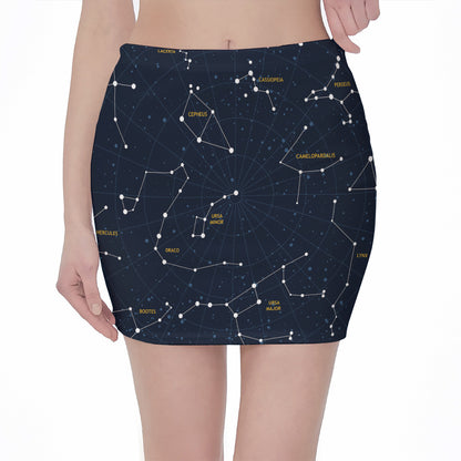 Constellation Sky Map Print Pencil Mini Skirt