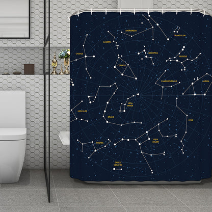 Constellation Sky Map Print Polyester Shower Curtain
