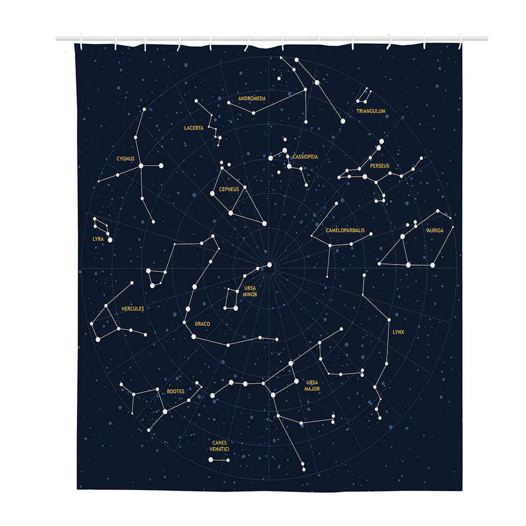 Constellation Sky Map Print Polyester Shower Curtain