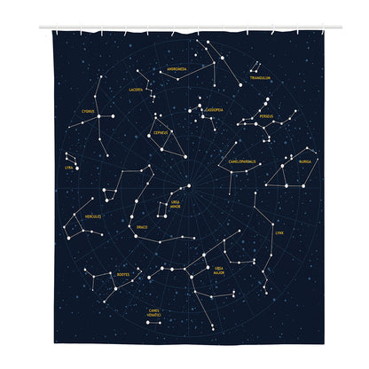 Constellation Sky Map Print Polyester Shower Curtain
