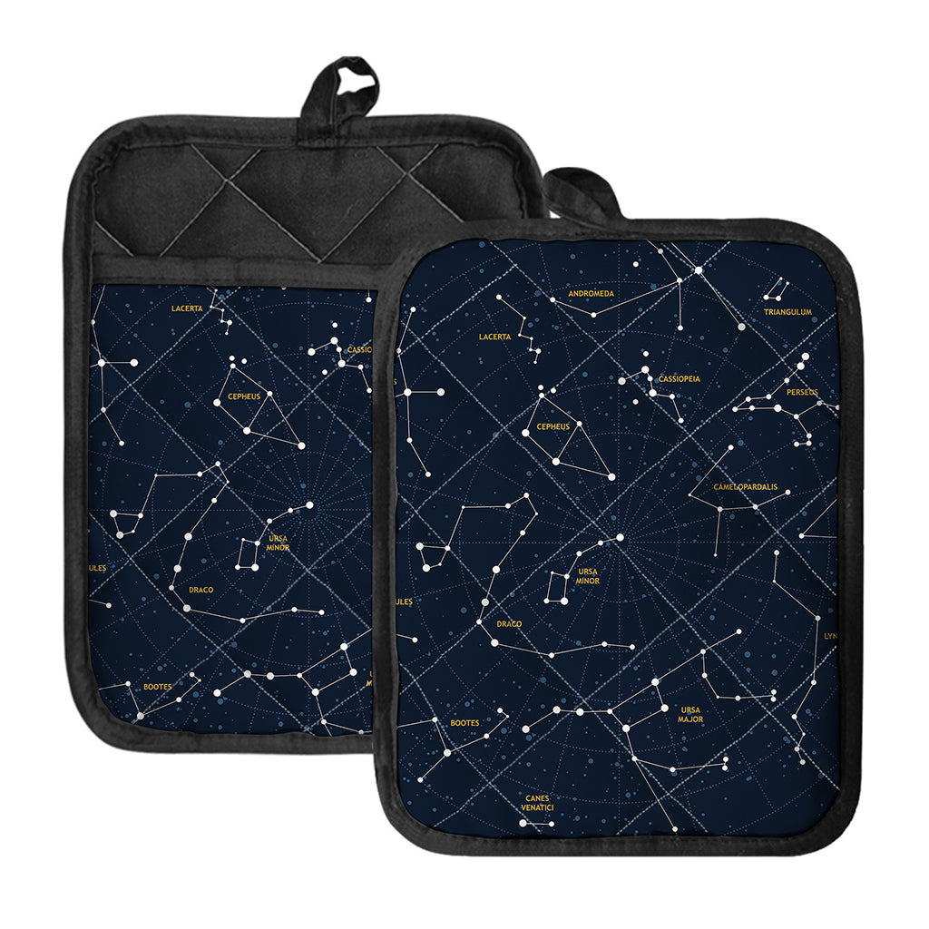 Constellation Sky Map Print Pot Holders With Pocket