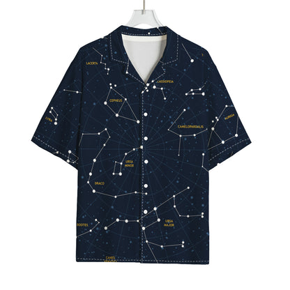 Constellation Sky Map Print Rayon Hawaiian Shirt