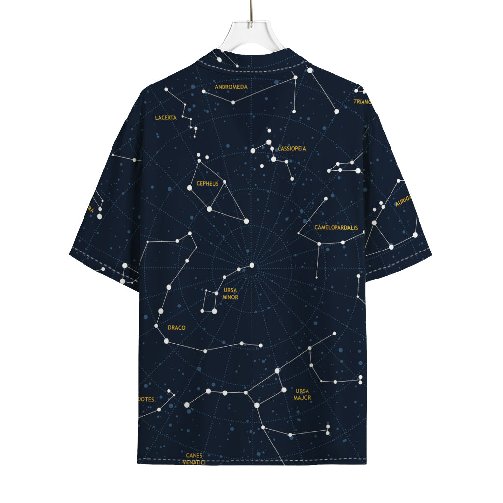 Constellation Sky Map Print Rayon Hawaiian Shirt