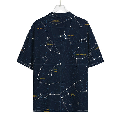 Constellation Sky Map Print Rayon Hawaiian Shirt