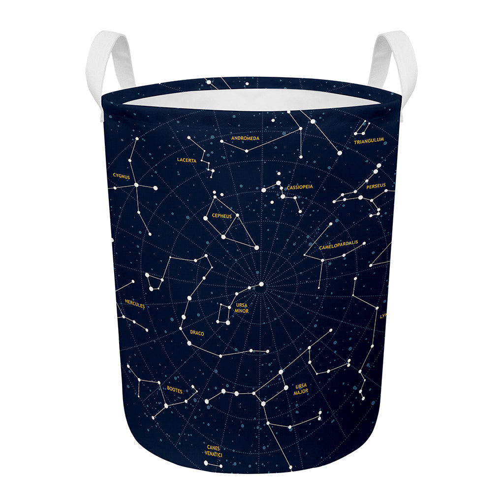 Constellation Sky Map Print Round Laundry Basket