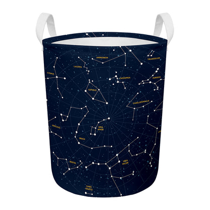 Constellation Sky Map Print Round Laundry Basket