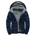 Constellation Sky Map Print Sherpa Lined Zip Up Hoodie