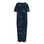 Constellation Sky Map Print Short Sleeve Long Nightdress