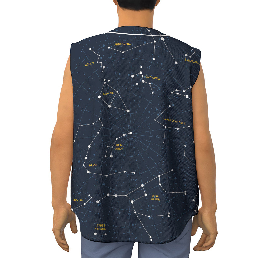 Constellation Sky Map Print Sleeveless Baseball Jersey