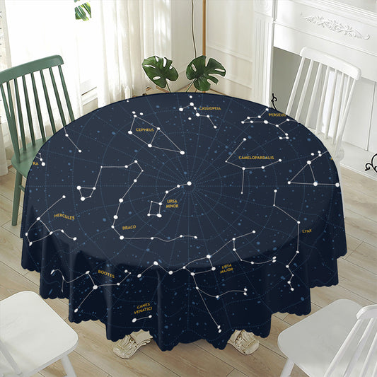 Constellation Sky Map Print Waterproof Round Tablecloth