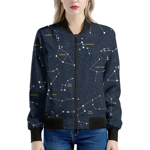 Constellation Sky Map Print Women's Bomber Jacket