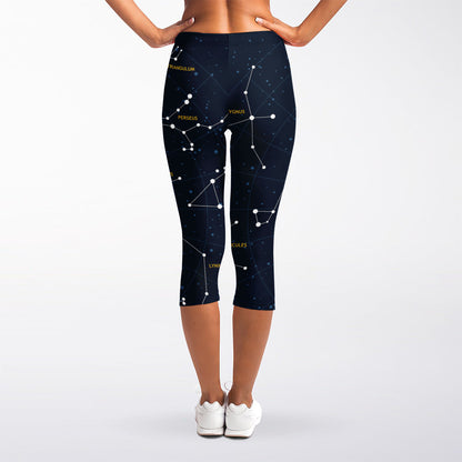 Constellation Sky Map Print Women's Capri Leggings