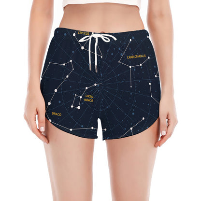 Constellation Sky Map Print Women's Split Running Shorts