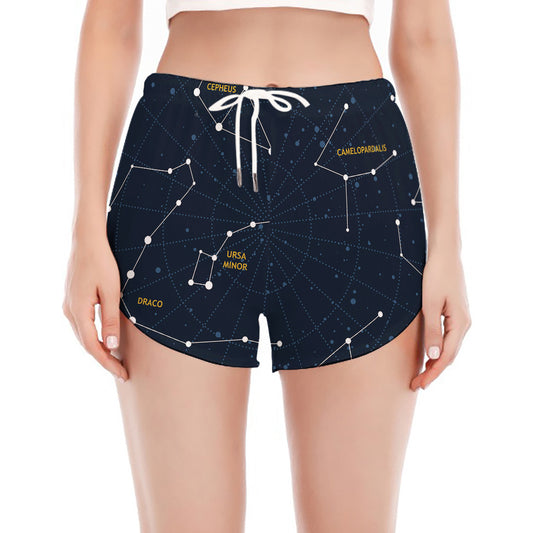Constellation Sky Map Print Women's Split Running Shorts