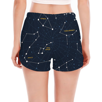 Constellation Sky Map Print Women's Split Running Shorts