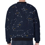 Constellation Sky Map Print Zip Sleeve Bomber Jacket