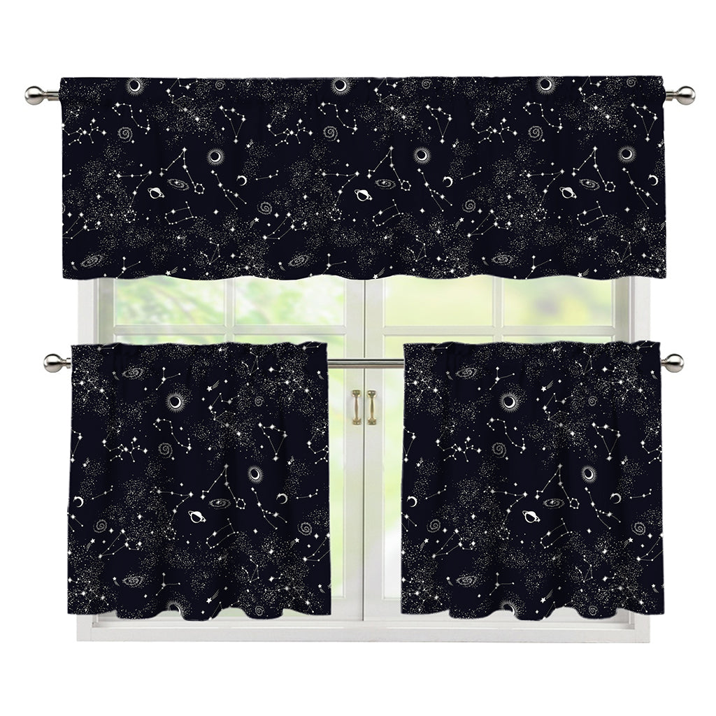 Constellation Space Pattern Print 3 Piece Kitchen Curtains