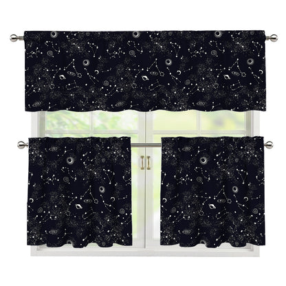 Constellation Space Pattern Print 3 Piece Kitchen Curtains
