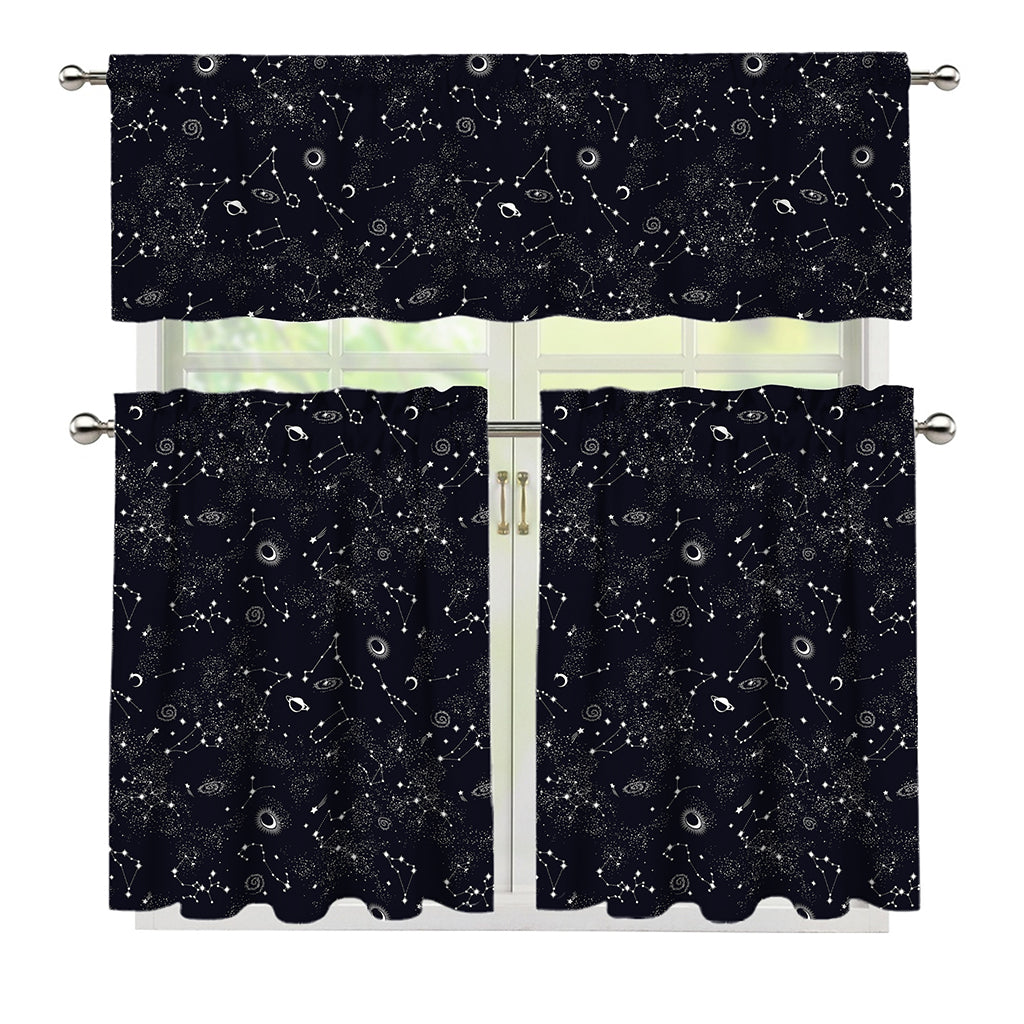 Constellation Space Pattern Print 3 Piece Kitchen Curtains