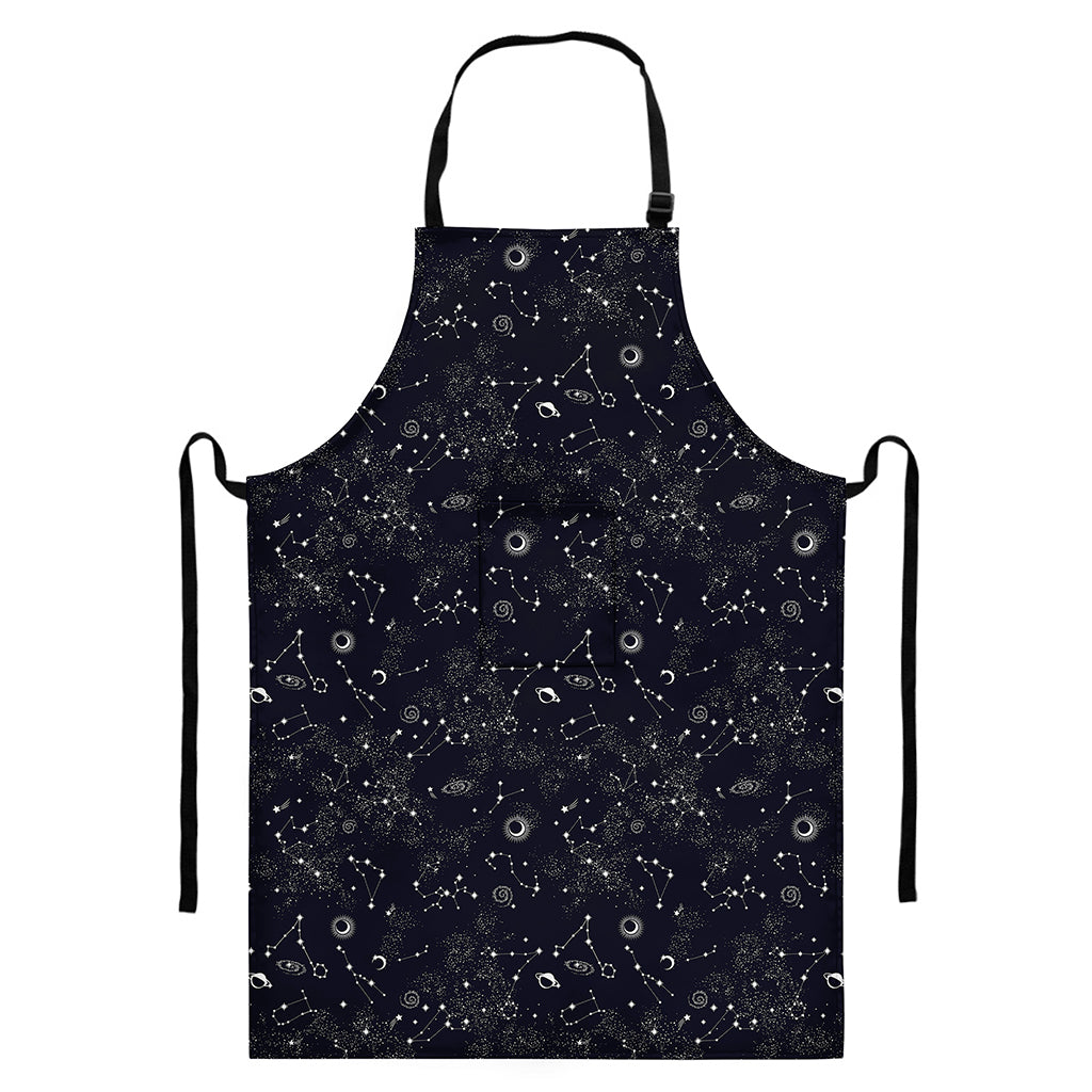 Constellation Space Pattern Print Bib Apron With Pocket