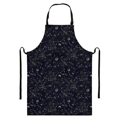 Constellation Space Pattern Print Bib Apron With Pocket