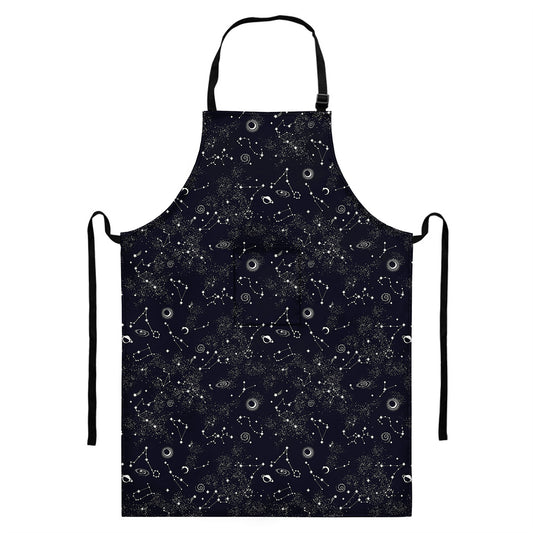 Constellation Space Pattern Print Bib Apron With Pocket