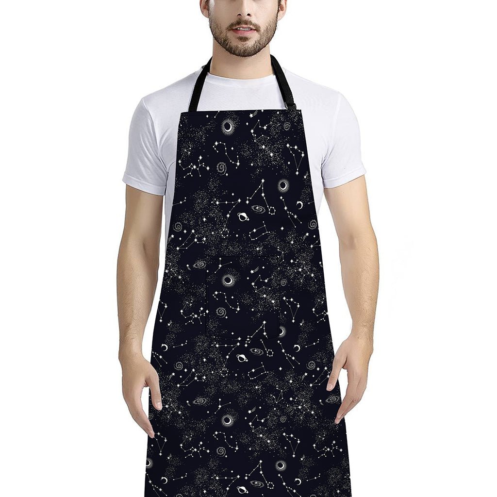 Constellation Space Pattern Print Bib Apron With Pocket