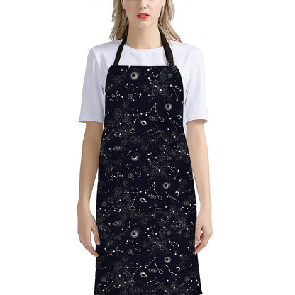 Constellation Space Pattern Print Bib Apron With Pocket