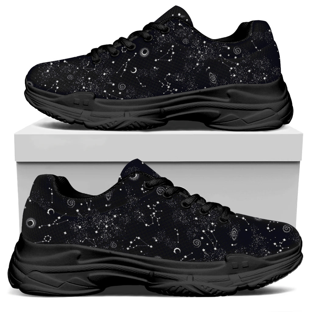 Constellation Space Pattern Print Black Chunky Shoes