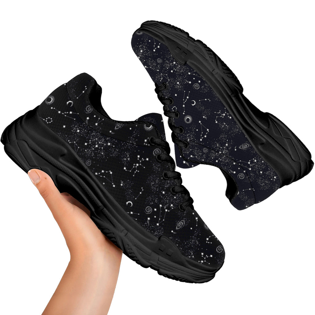 Constellation Space Pattern Print Black Chunky Shoes