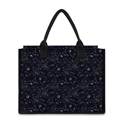Constellation Space Pattern Print Canvas Tote Bag