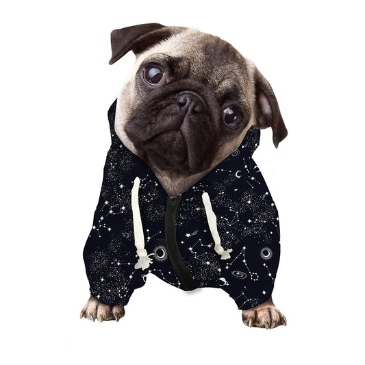 Constellation Space Pattern Print Dog Zip Up Hoodie