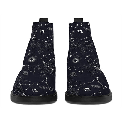 Constellation Space Pattern Print Flat Ankle Boots