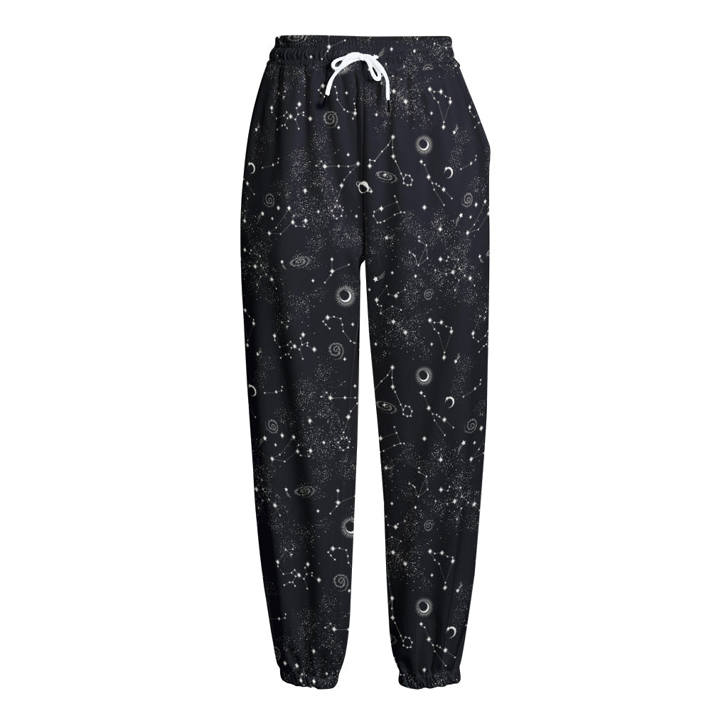 Constellation Space Pattern Print Fleece Lined Knit Pants